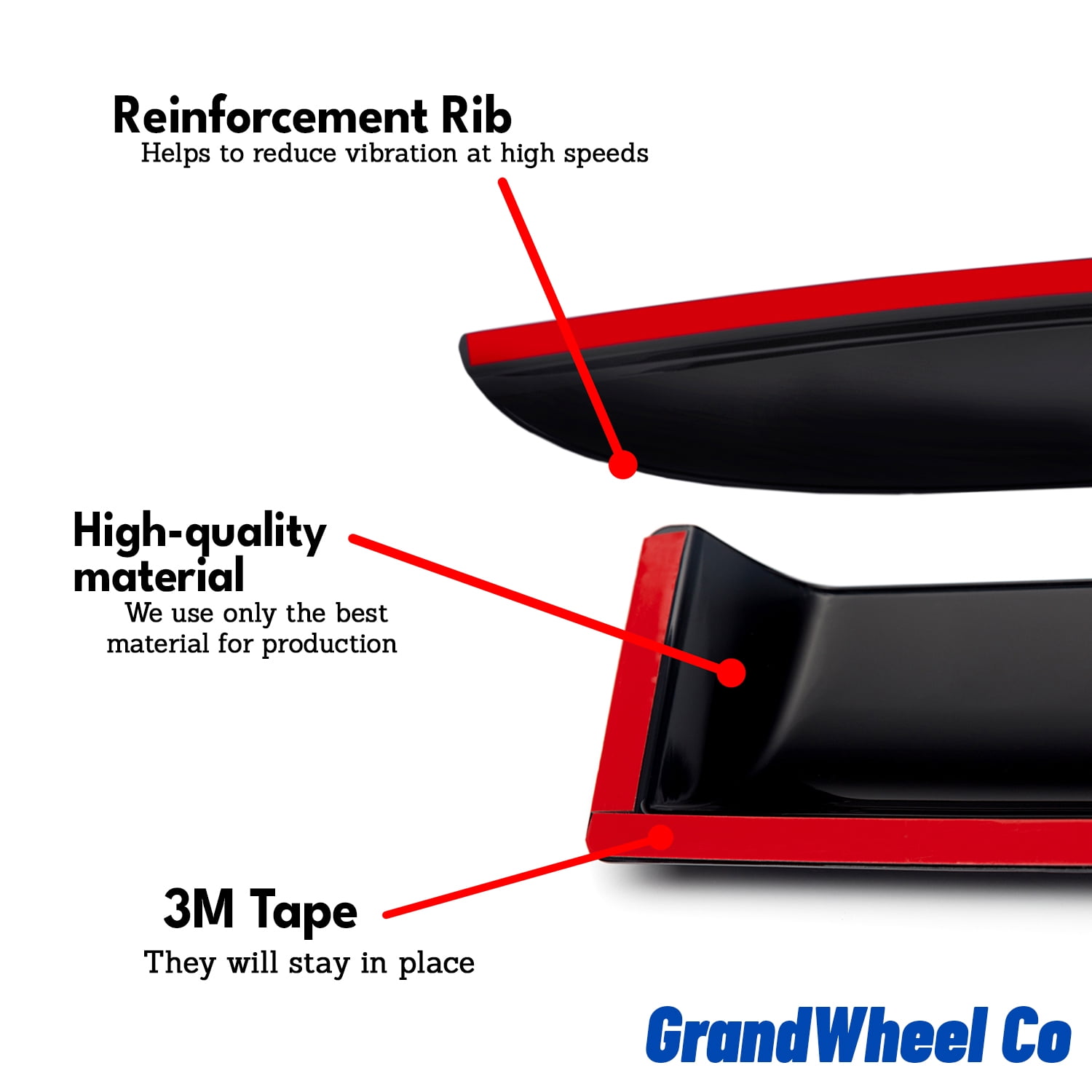 GrandWheel Co Smoke Tinted Tape-On Side Window Vent Visor Deflectors Rain Guards Compatible with Toyota Tacoma Double Cab 2024-2026 - 4 pcs. GW0939