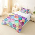 thumbnail image 2 of Homewish Watercolor Mermaid Scale Twin Comforter Sets,Multicolor Bedding Set,Reversible,2 Pieces,1 Comforter and 1 Pillowcase, 2 of 7