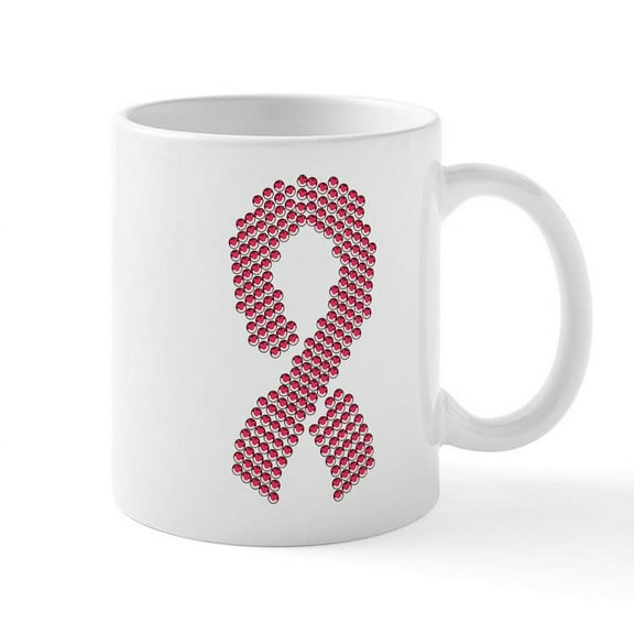 CafePress - Pink Ribbon Jewel Collage - 11 oz Ceramic Mug - Novelty Coffee Tea Cup