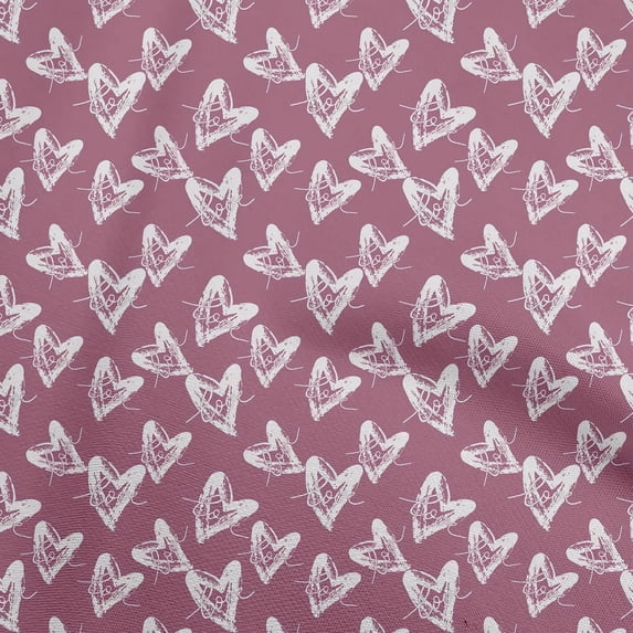 oneOone Georgette Viscose Pink Fabric Valentine Heart Dress Material Fabric Print Fabric By The Yard 42 Inch Wide