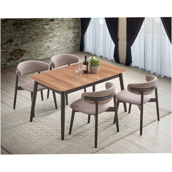 5-Piece Dining Set with Extension Table and Padded Chairs in Multiple Finishes