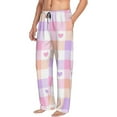 thumbnail image 2 of Sigee Heart Buffalo Plaid Print Men's Pajama Pants - Soft Lounge Sleep Bottoms with Elastic Waistband and Pockets-Medium, 2 of 9