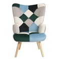 thumbnail image 7 of Accent Chair with Ottoman,Living Room Chair and Ottoman Set,Comfy Side Armchair for Bedroom,Creative Splicing Cloth Surface,Colorful 02, 7 of 7