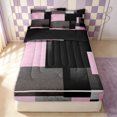 thumbnail image 2 of Erosebridal Pink Black Square Zipper Twin Comforter Sets with Fitted Sheet and 2 Pillowcases for Girls, Block Abstract Print Zipper Bedding Set, Black Reversible, 4 Pieces, 2 of 7