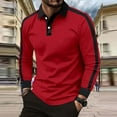 thumbnail image 2 of XIYON Long Sleeve Polo Shirts For Men Color Blocked Button Up Collar Sportswear With Design Shirt Classic Comfortable Men's Shirts, 2 of 9
