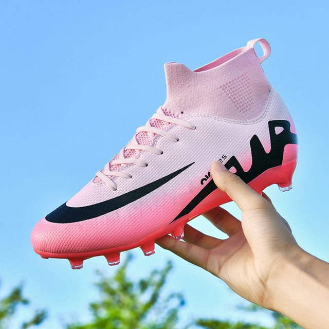 Zapatos de fútbol femenino para hombres tacos de fútbol de fútbol con zapatillas de fútbol altas de la zapatilla de entrenamiento para al aire libre/interior