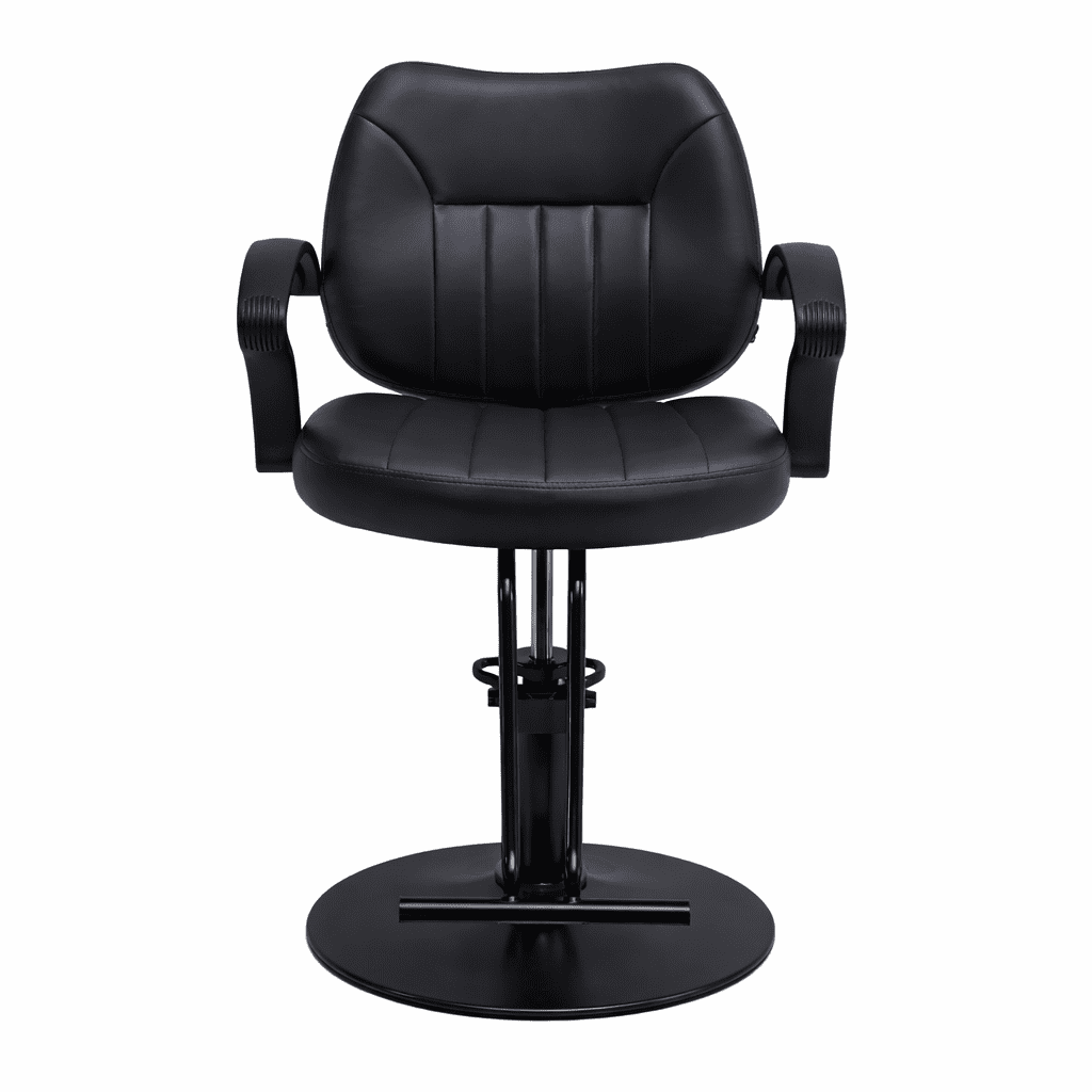 Hydraulic Barber Styling Chair with 360-Degree Swivel and Chrome Base, Heavy-Duty Beauty Salon Chair with PU Leather Upholstery, Black