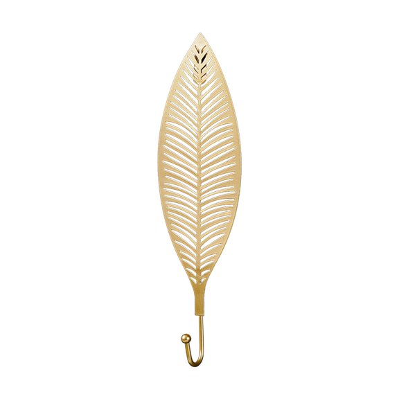 SPOORYYO Jacket Rack Leaf Shaped Coat Hook Gold Ginkgo Leaf Design Metal Wall Art Towels Drying Rack, Single Key Robe Hook