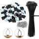 thumbnail image 1 of 4/5" Zip Tie Mounts with 7.8" Cable Ties and 304 Stainless Steel Screws, Back Self-Adhesive Clips for Wire and Cord Management, Black Squares Cable Wall Anchors, Zip Tie Holders Indoor Or Outdoor, 1 of 5