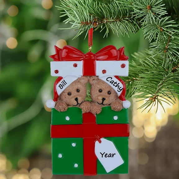 Maxora Personalized Ornaments Customized Christmas ornament Bear Gift Family of 2 Free Customize