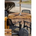 thumbnail image 5 of Outdoor Tablecloth with Umbrella Hole for Patio/Picnic/Party/Camping, Western Texas Star Vintage Waterproof Table Cloth Square Cover Washable, Retro Farmhouse Yellow Brown Wooden (54"x 54"), 5 of 8
