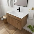 thumbnail image 2 of 30 inch Modern Bathroom Vanity with Ceramic Basin Sink, Wall Mounted Washstand with 2-Tier Side Storage Shelf & Solid Wood Frame, 2 of 9