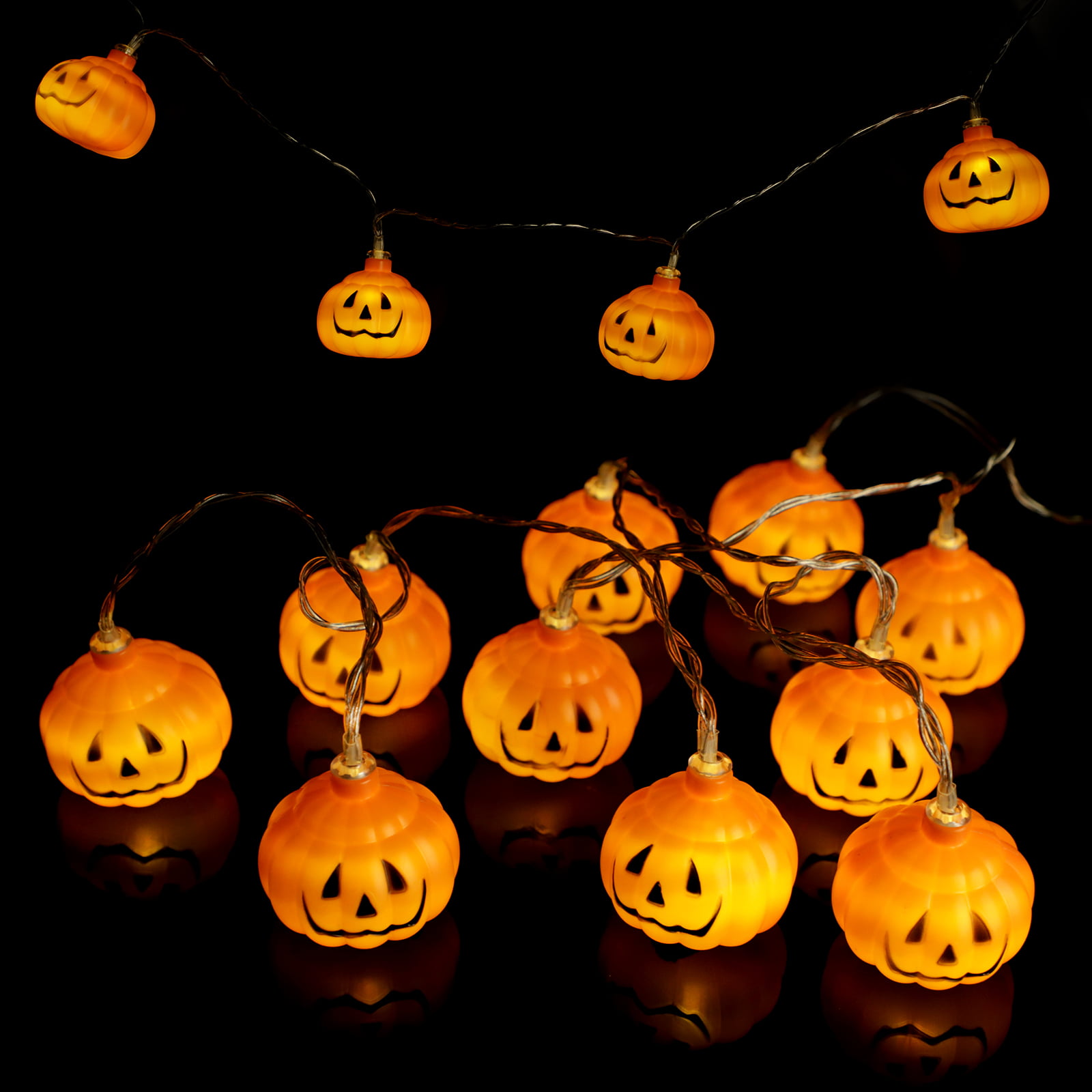 10 LED Pumpkin String Lights Lantern Lamp Home Halloween Decors Supplies US 