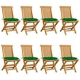thumbnail image 1 of vidaXL Garden Chairs with Green Cushions 8 pcs Solid Teak Wood, 1 of 12