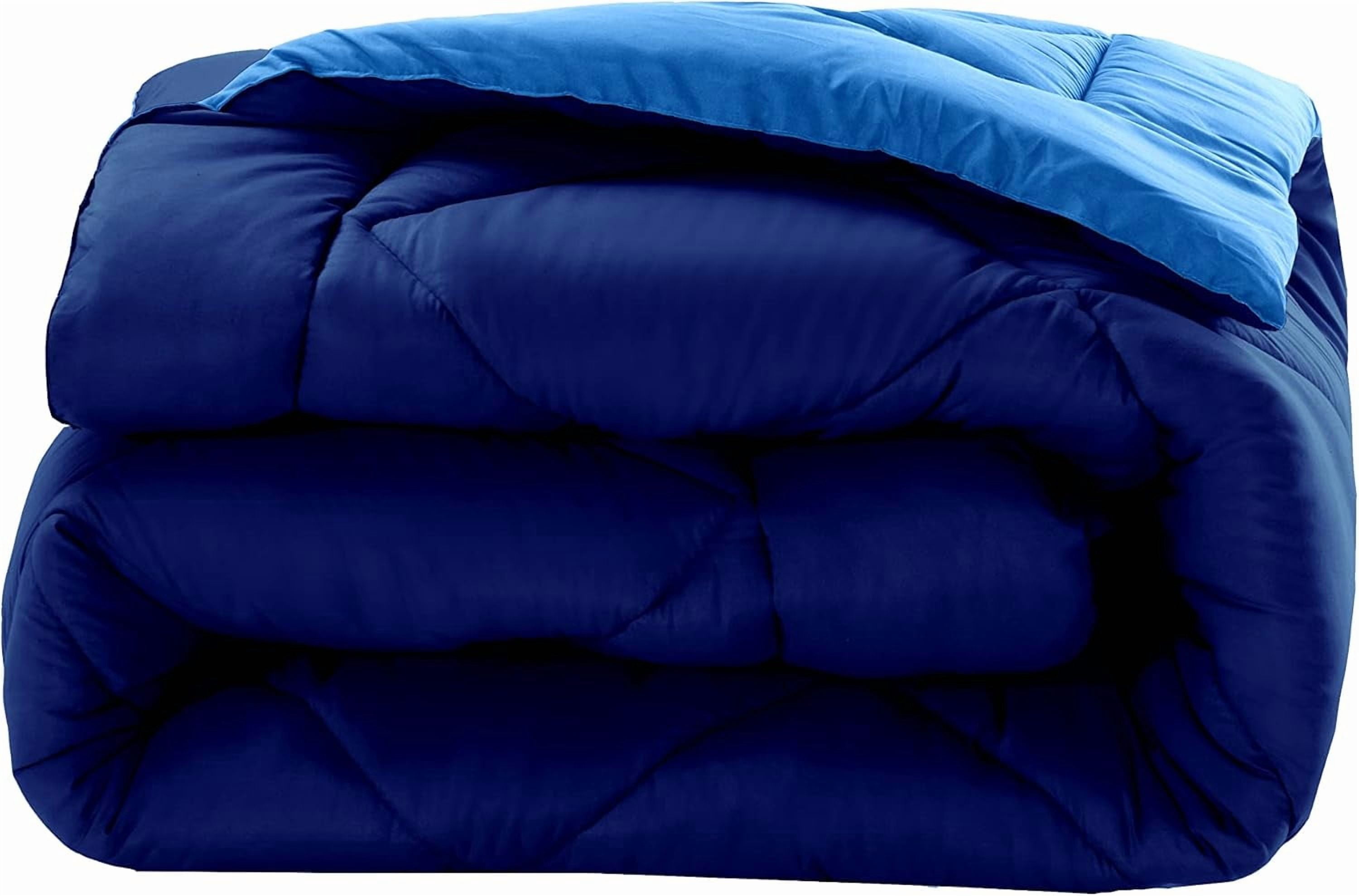 Elegant Comfort Reversible Down Alternative Comforter Set, Soft Microfiber All-Season Bedding, Lightweight Wrinkle & Fade Resistant Comforter, King/Cal King, Navy/Aqua