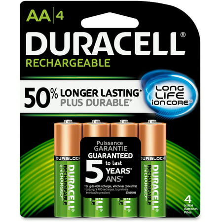 Duracell, DURNLAA4BCD, 2400mAh Rechargeable NiMH AA Battery - DX1500, 4 /