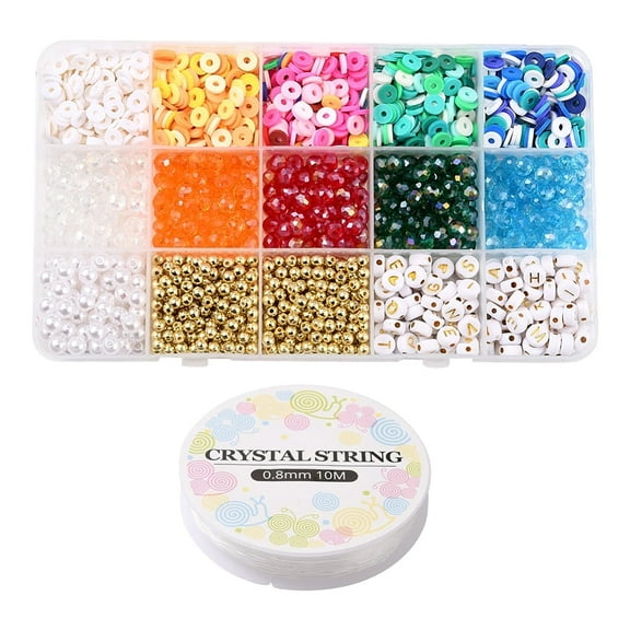 DIY Faceted & Letter & Heishi Beads Bracelets Making Kit Including Electroplate Glass Beads ABS Plastic Imitation Pearl Beads Plating Acrylic Beads Polymer Clay Beads Elastic Thread Beads:1810pcs/set