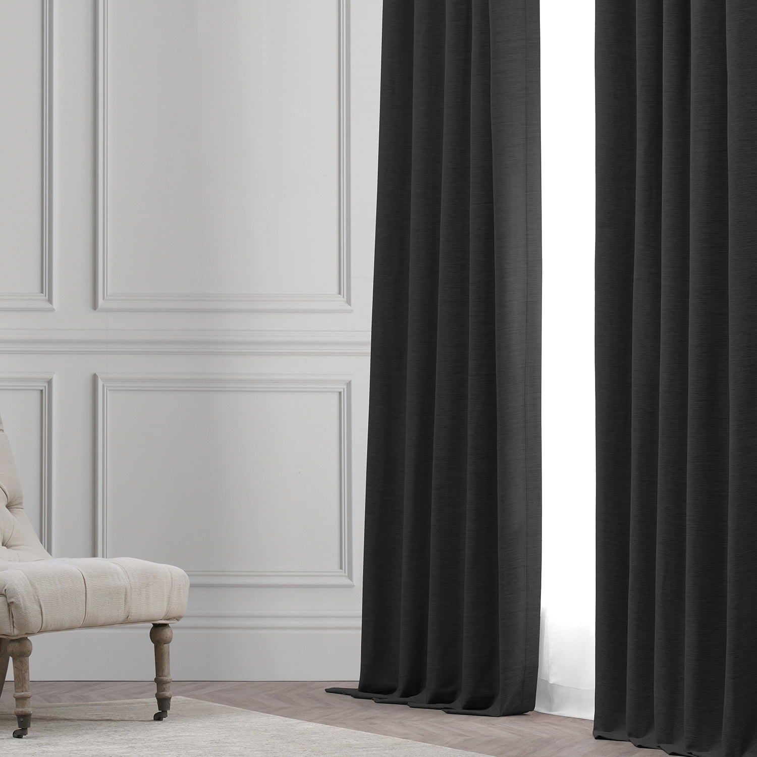 Half Price Drapes Smoked Truffle Bellino Textured Faux Linen Room Darkening Curtains For Bedroom & Living Room Curtains(1 Panel), Curtains 120 Inches Long, 50W X 120L