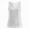 thumbnail image 4 of mgoYE Womens Tank Tops Casual Fashion V Neck Strappy Sequin Sparkle Shimmer Camisole Sleeveless Tanks Tops(Silver,L), 4 of 7