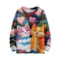 thumbnail image 2 of CCRFTGI Valentine's Day Girls Sweaters Size 8 Cute Print Pullover Tops Party Knit Long Sleeve Sweater Top Chunky Crew Neck Fall Spring Tops Girls Clothes Orange 3-4Y, 2 of 4