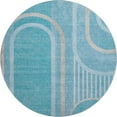 thumbnail image 2 of Addison Rugs Mayfield Washable Transitional Art Deco Teal Round Rug, 8' x 8', 2 of 5