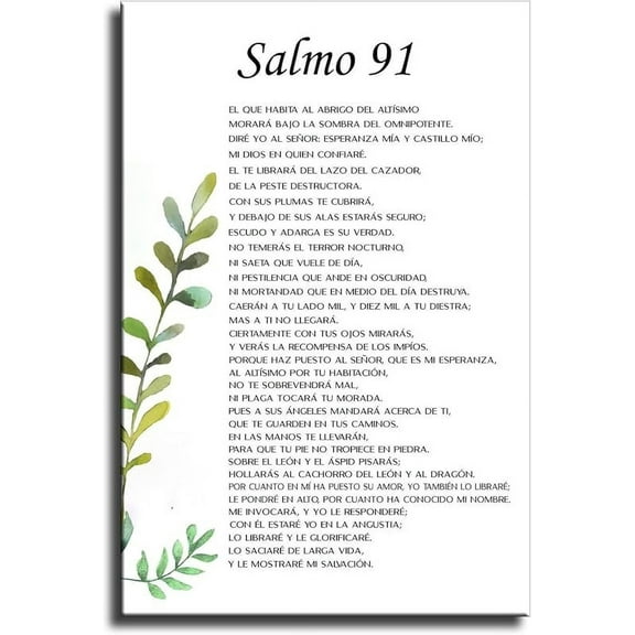 Canvas Wall Art Psalm 91 Spanish Bible Verse Christian Poster Wall Art for Living Room Bedroom Wall Art Printins Wall Decor