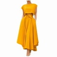 thumbnail image 3 of YUEJUIR Knee Length Skirts for Women Summer Casual Color Spring Solid Long Fashion Skirts Women's Skirt Maxi Skirt Summer Skirts Floral Skirt (Yellow,XL), 3 of 5
