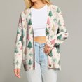 thumbnail image 2 of Women's Fashion Long Sleeve Christmas Print V-Neck Button Loose Cardigan Top, Knit Sweater for Casual Outfits and Comfort,Light Green,2XL, 2 of 7