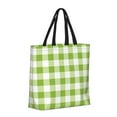 thumbnail image 2 of Hirioo White Green Plaid for Tote Bag for Women, Quilted Shoulder Bag with Zipper, Large Capacity Handbags for Casual, Travel, Work, 2 of 9