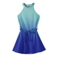 thumbnail image 4 of XDDLITP Girl's Halter Neck Summer Dress Tie Dye Gradient Sleeveless Dress for 4-14 Years Girls Halter Neck Sundress A-Line Swing Party Summer Dress Midi Belted,Blue 120(5-6Y), 4 of 4