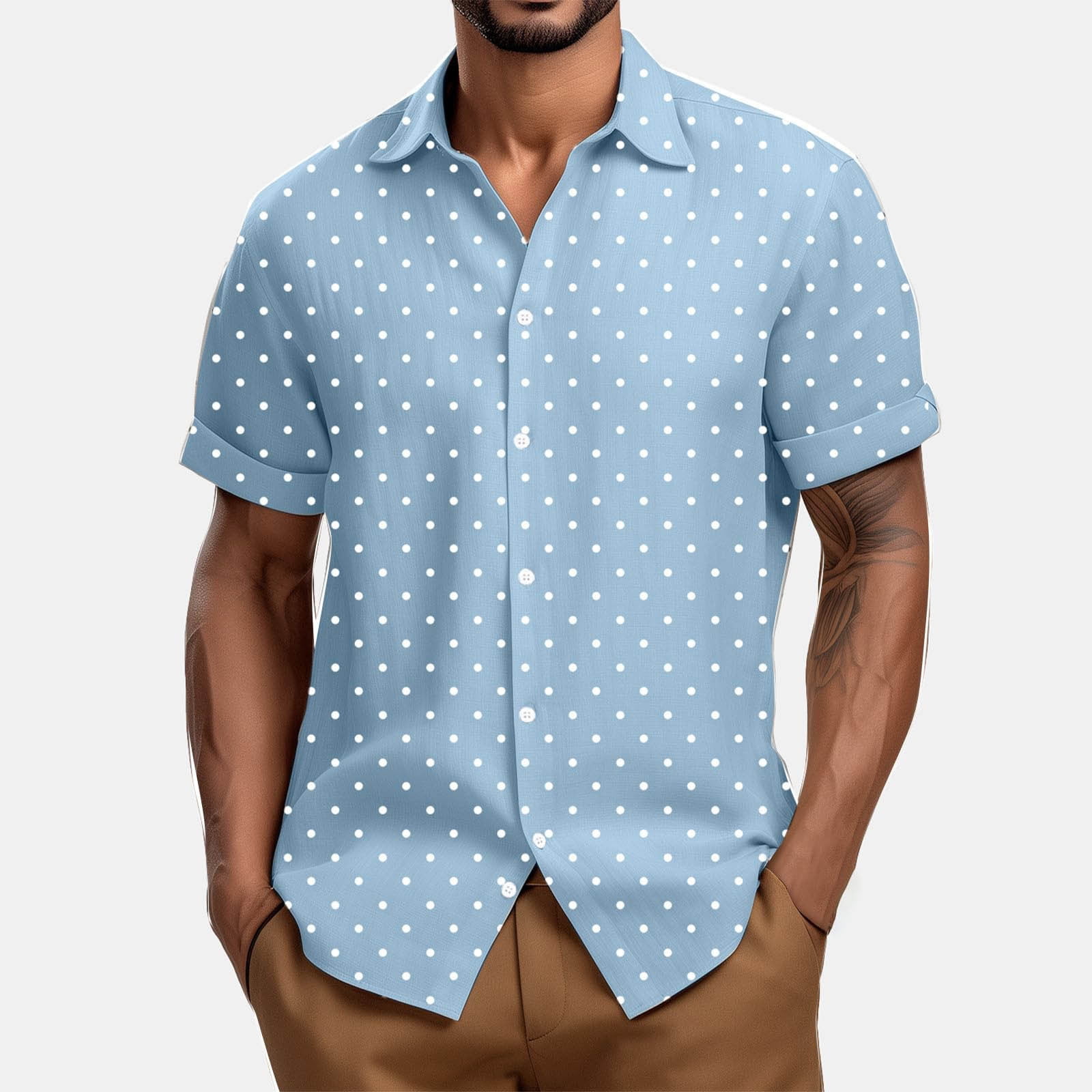 blue and white polka dot dress shirt Men's Polka Dot Shirts