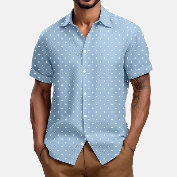 Blusa y camisa de manga corta con cuello vuelto Camisa casual para hombre Camisa de bolos vintage de manga corta Camisas de verano de playa cubana Camisa con botones Blusa para hombre Poliéster