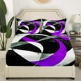 thumbnail image 3 of Erosebridal Geometric Round Bed Sheets King,Black Purple Bedding King Size,Abstract Artwork Sheet Set King,Lightweight Circle Room Decor,4 Pieces, 3 of 7