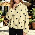 thumbnail image 2 of Women’s Polka Dot Jacket Long Sleeve Stand Collar Bomber Jackets (Yellow S), 2 of 6