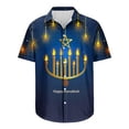 thumbnail image 5 of Wancir Chemises pour Hommes en Solde, Chemise Décontractée Imprimée Hanukkah à Manches Courtes, Boutonnée, Col à Revers, 5 of 5