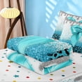 thumbnail image 5 of Homewish Cyan Bowknot Zipper Twin Comforter Sets with Fitted Sheet and 2 Pillowcases for Princess Girls, Glitter Cheetah Print Zipper Bedding Set, 5 of 7