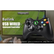 PC Controller, Wired Controller Compatible with Microsoft Xbox 360 & Slim/PC Windows 10/8/7, with Upgraded Joystick, Double Shock | Enhanced (Black)