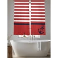 thumbnail image 5 of Vintage Anchor Texture Sheer Curtains 63 Inch Long 2 Panels, Red Stripes Geometric Classic Light Filtering Rod Pocket Curtains, Sheer Voile Drapes for Living Room Bedroom, 52"x63", 5 of 8