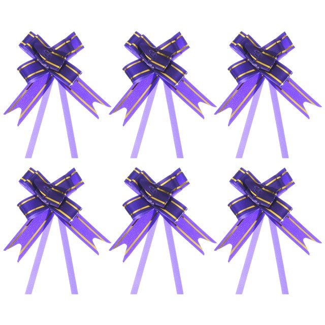 Unique Bargains 8 Inch Pull Bows Ribbon Gift Wrapping String Gold Thread Style Decorative Bow Tie Purple 100 Pack