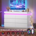 thumbnail image 3 of HAUOMS 6 Drawer Dresser with LED Light, White Modern Chest of Drawers for Bedroom,Closet Dressers with Drawers for Living Room, Entryway, Hallway, 3 of 16