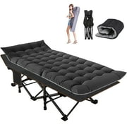 NAIZEA 75" Folding Bed for Adults, Portable Rollaway Guest Bed Sleeping Cot with Mattress, Outdoor Camping Cot with Carry Bag