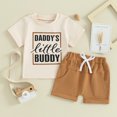 thumbnail image 2 of Bagilaanoe 2pcs Toddler Baby Boy Shorts Set Short Sleeve Letter Print T Shirt Tops + Shorts 6M 12M 18M 24M 3T Kids Casual Summer Clothes, 2 of 8