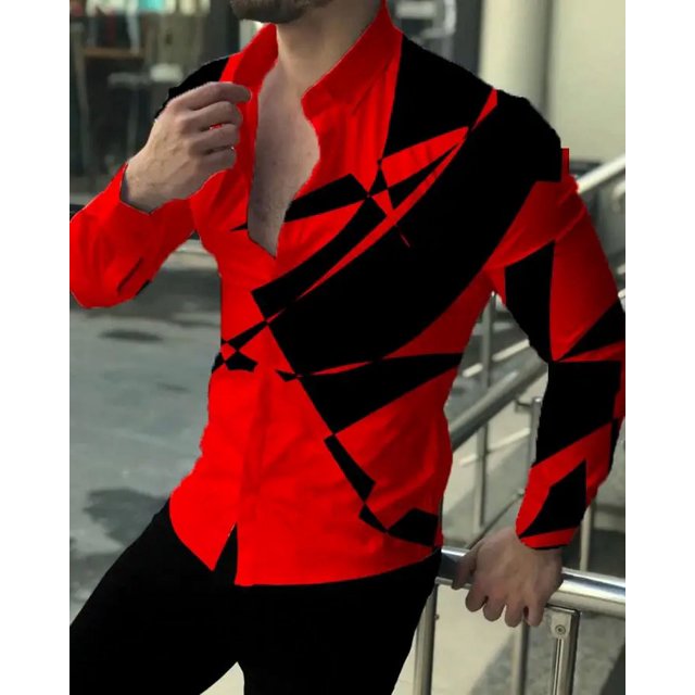 Cárdigan de lujo de moda de fiesta para hombre , camisa tipo polo con botones para hombre de talla grande, camiseta informal con estampado de manga larga, talla grande S-6XL
