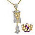 thumbnail image 3 of Real Genuine Diamond Jesus Face Praying Hands Pendant Charm Chain Set 10K Yellow Gold Finish, 3 of 6