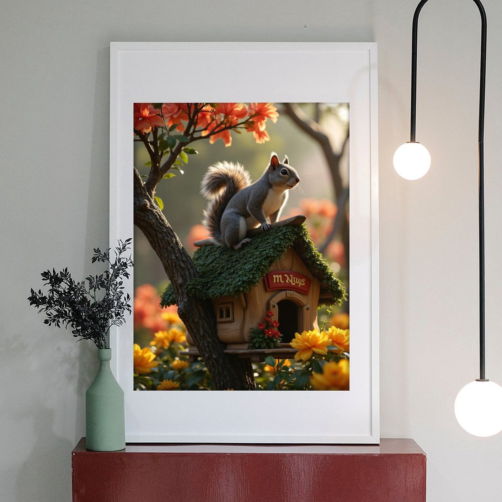 Diamond Art Kit for Adults, Squirrel Nature Wooden House Blossoms Diamond Painting for Adults Beginners, 5D DIY Diamond Art Painting Kits, Colorful Diamond Painting Craft for Home Decor 12x16