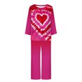 thumbnail image 3 of CZHJS Valentine's Day Matching Outfits Pajamas for Women Set Long Sleeve Festival Party Holiday Loungewear Womens Pj Sets Pajama Wide Leg Pants and Scoop Neck Shirts Sets&nbsp; 2 Piece Plus Size, 3 of 3