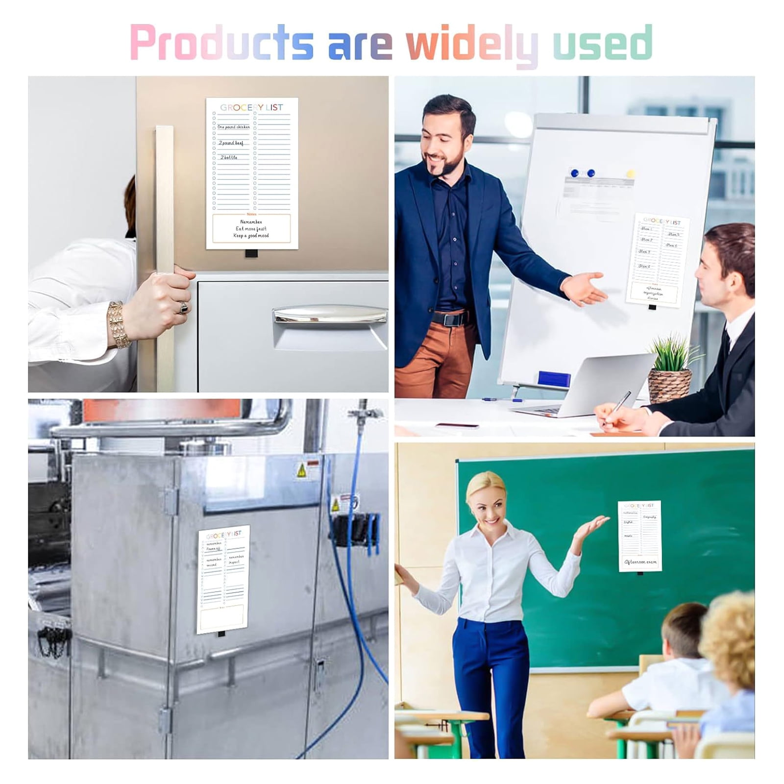 Magnet Notepads, 3x8Inch Fridge Magnet Shopping List Note Pad with Elastic Pen Holder, Fridge Grocery List Notepads
