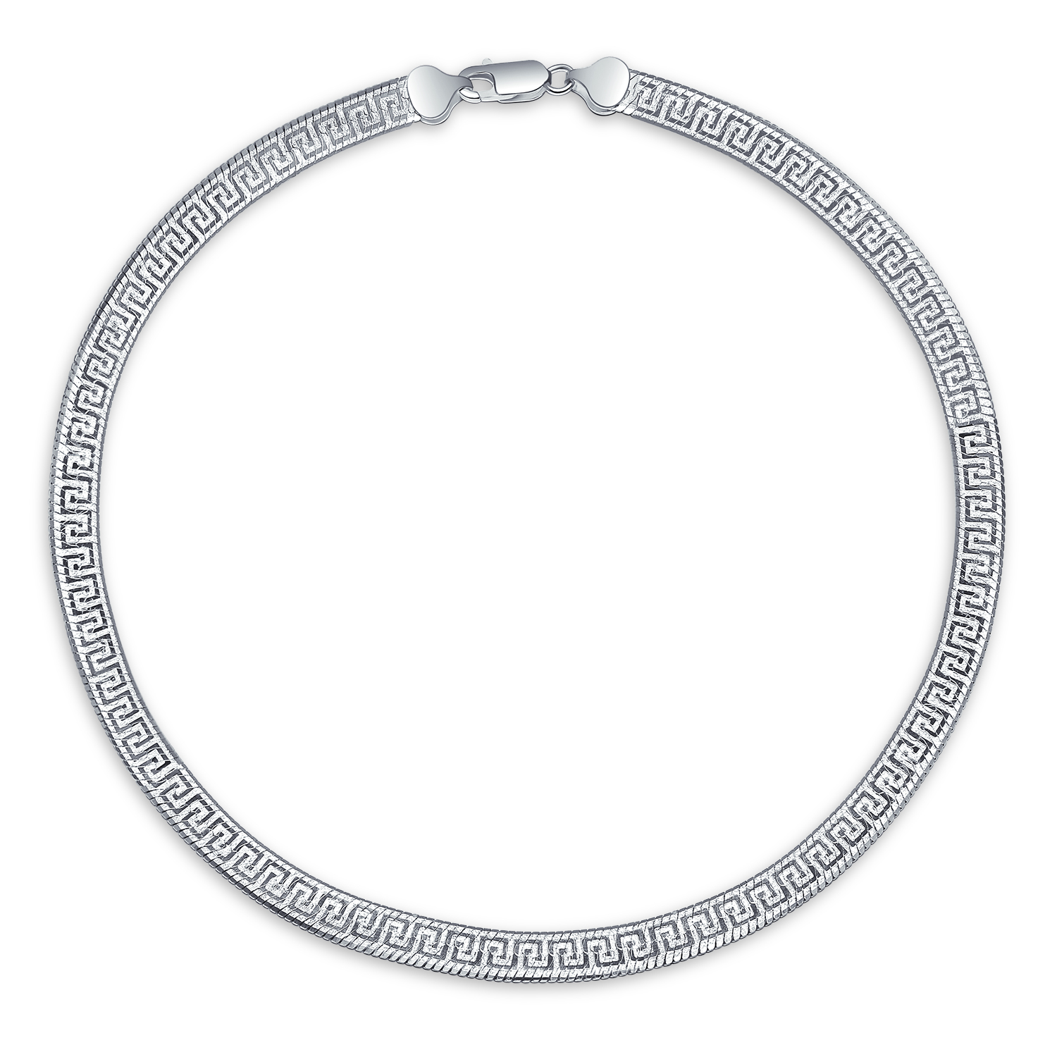 Bling Jewelry Flexible Reversible Flat Greek Key 925 Sterling Silver