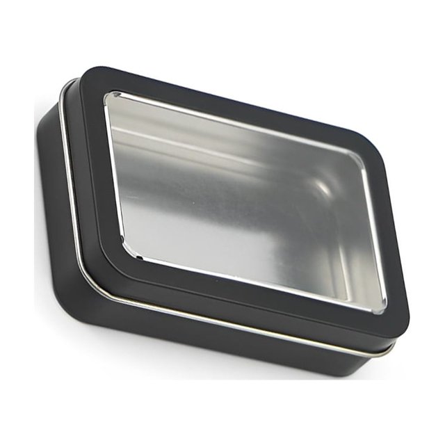 Advancent Almacenamiento de tarjetas de juego de lata de Metal, caja transparente, organizador, caja de hojalata vacía, pendientes, Almacenamiento y organización del hogar Ventana negra 107*73*25mm