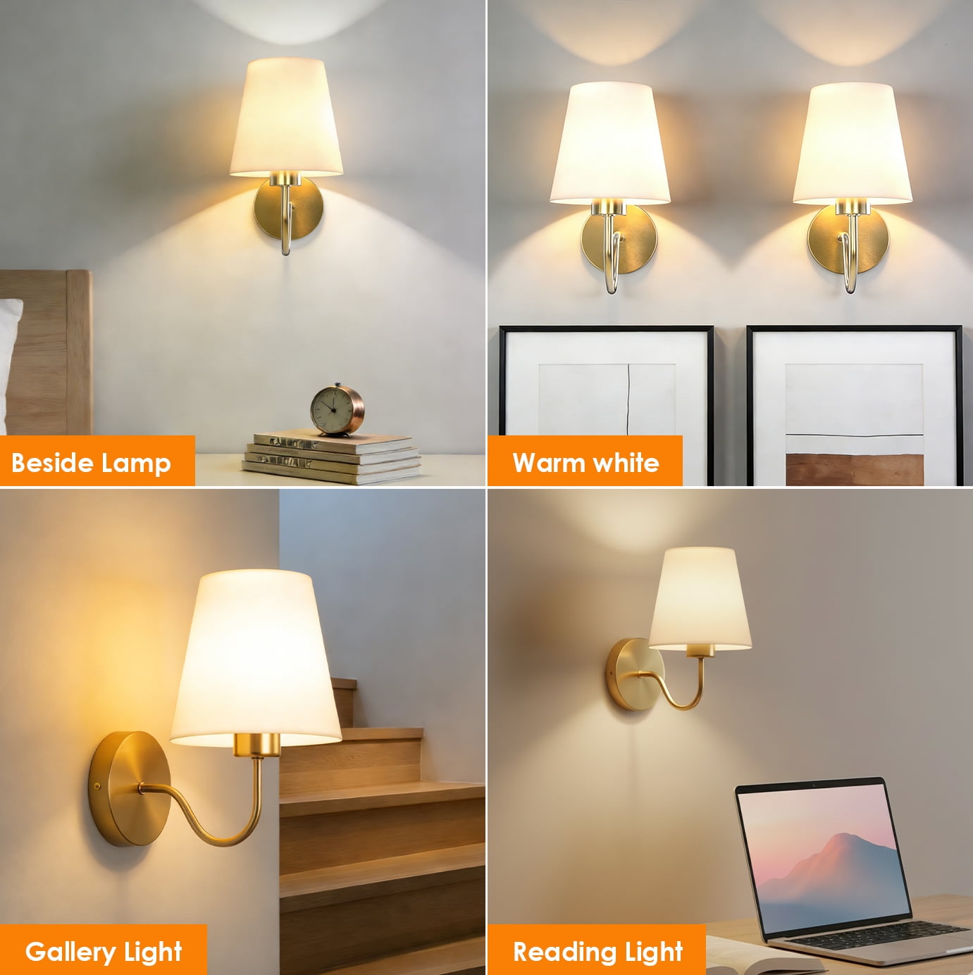 DAYBETTER Battery Operated Wall Sconces Set of 2, 3 ColorTems & RGB Cordless Rechargeable Warm Lights with Remote Control for Home Decor